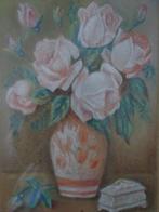 KOOPJE mooie pastel bloemenvaas met rozen John De Vadder, Ophalen