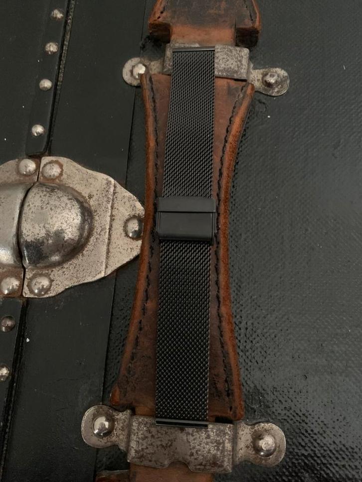 18 mm zwarte Milanese horlogeband, Handtassen en Accessoires, Horloges | Heren, Nieuw, Polshorloge, Ophalen of Verzenden