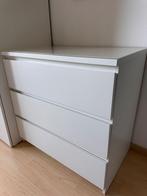 Commode IKEA MALM 3 tiroirs + vitre blanche, Ophalen, 50 tot 100 cm, Zo goed als nieuw, 3 of 4 laden