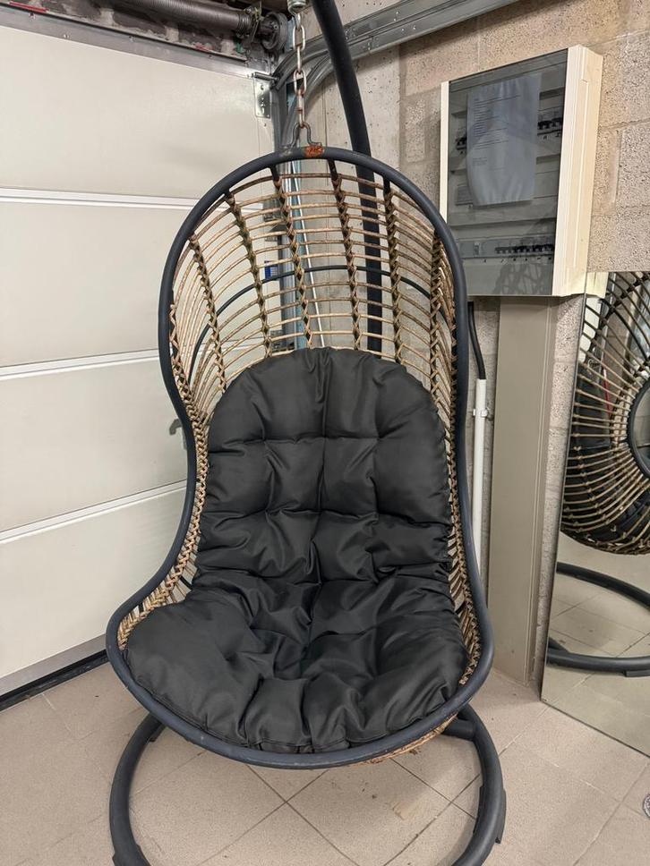 Fauteuil suspendu avec coussins gris, Jardin & Terrasse, Chaises de jardin, Comme neuf, Enlèvement