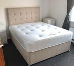 Luxe fluwelen bed met matras - verkrijgbaar, Verzenden, Nieuw, Beige