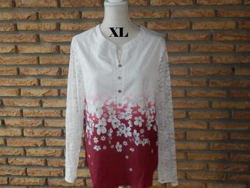 (13)- blouse femme t.L blanc rouge - ranlege - beschikbaar voor biedingen