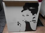 Zwart-wit canvas , Audrey Hepburn - 90 x 90 cm., Antiek en Kunst, Kunst | Schilderijen | Modern, Ophalen
