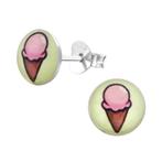 Zilveren kinder oorbellen ijsjes, Handtassen en Accessoires, Kindersieraden, Ophalen of Verzenden, Nieuw, Oorbellen