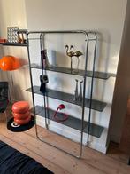 Vintage Bauhaus rek in chroom & glas, Ophalen, Met plank(en), Gebruikt, Bauhaus