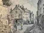 Albert Dandoy «Namur - Place pied du château» dessin litho, Antiquités & Art