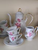 Koffie thee servies porselein vintage retro voor vier met ro, Ophalen