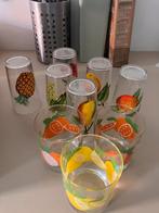 Vintage glazen met fruitontwerp, Ophalen, Zo goed als nieuw