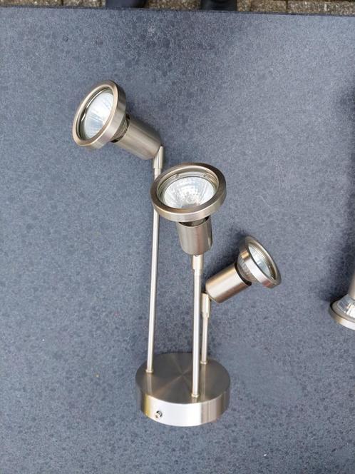 Lampe de plafonnier/applique avec spots en acier inoxydable,, Maison & Meubles, Lampes | Plafonniers, Comme neuf, Métal, Envoi