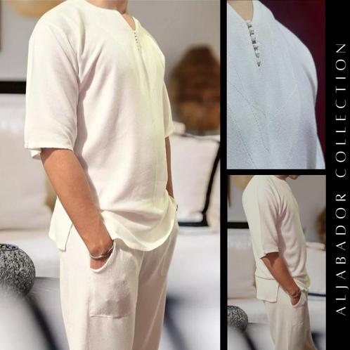 Traditionele zomerjabador, Kleding | Heren, Overhemden, Nieuw, Overige halswijdtes, Beige, Ophalen of Verzenden