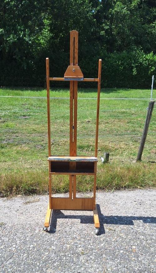 Keurige grote houten schildersezel, atelierstandaard🖌, Antiek en Kunst, Curiosa en Brocante, Ophalen