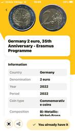 Pièce de 2 euros pour l'anniversaire du programme Erasmus, Timbres & Monnaies, 2 euros, Enlèvement, Monnaie en vrac, Allemagne