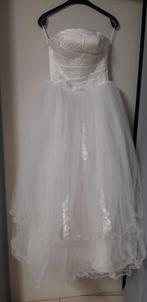 Robe de mariée blanc taffetas + tulle, Enlèvement ou Envoi, Blanc, Robe de mariée