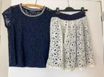 Ensemble jupe - blouse, Taille 36 (S), Bleu, Porté, Enlèvement