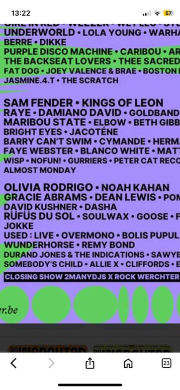 2x zondag ticket rock Werchter, Enlèvement, Neuf