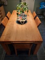 Houten tafel met 6 armstoelen, Huis en Inrichting, Ophalen, Gebruikt