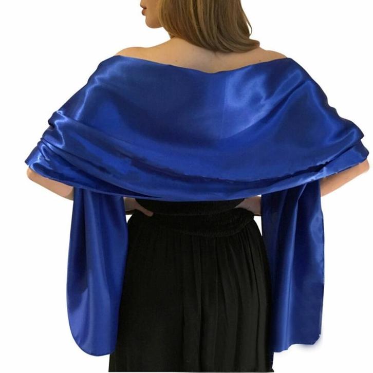 stola satijn - stola royalblauw, Kleding | Dames, Mutsen, Sjaals en Handschoenen, Nieuw, Sjaal, Ophalen of Verzenden