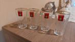 4 Glazen / Mandarin, Verzamelen, Glas en Drinkglazen, Gebruikt, Ophalen of Verzenden, Borrel- of Shotglas