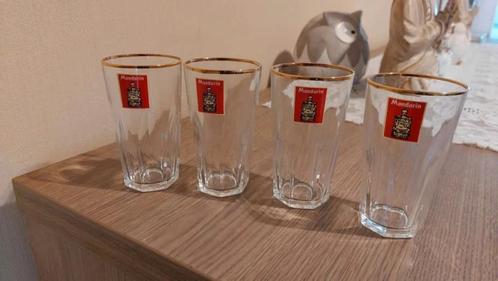 4 Glazen / Mandarin, Verzamelen, Glas en Drinkglazen, Gebruikt, Borrel- of Shotglas, Ophalen of Verzenden