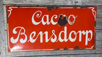 panneau d'affichage incurvé en émail Cacao Bensdorp, Enlèvement ou Envoi, Utilisé, Panneau publicitaire