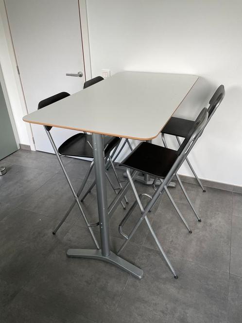 Bartafel 130 x 70 cm met 4 opvouwbare stoelen, Huis en Inrichting, Tafels | Statafels, Gebruikt, Ophalen
