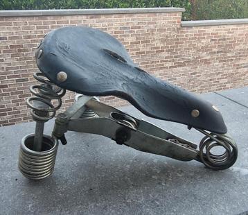 Vintage Lepper Primus zwart leren zadel, Enlèvement ou Envoi, Oldtimer ou Ancêtre, Lepper, Selle
