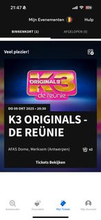 2 tickets k3 9/10 staanplaatsen, Tickets en Kaartjes, Twee personen