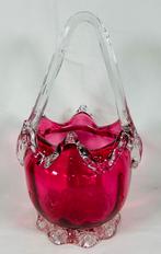 Vintage design Ruby rood mondgeblazen mandje Murano, Enlèvement ou Envoi