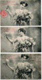 femmes vieille carte fantaisie par 3, Collections, Enlèvement ou Envoi, Autres thèmes