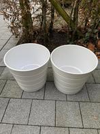 2 stenen bloempotten, Tuin en Terras, Bloempotten, Steen, Gebruikt, Rond, Tuin