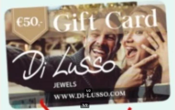 €50 Di Lusso Gift Card, Tickets en Kaartjes, Kortingen en Cadeaubonnen, Eén persoon, Warenhuis- of Winkelbon, Cadeaubon