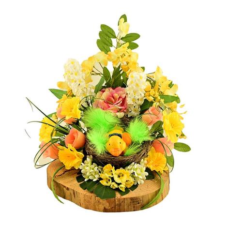 Kunstbloemstuk gouden regen narcis hyacint rozen, Huis en Inrichting, Woonaccessoires | Kunstplanten en Kunstbloemen, Nieuw, Binnen