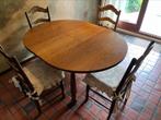 Ronde massieve tafel met verlengstuk en 4 stoelen, Ophalen, Zo goed als nieuw