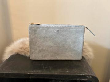 Céline pochette cuir Suède gris bleu acier