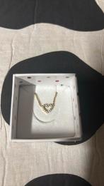 Gouden ketting met hartje en steentjes., Ophalen of Verzenden, Zo goed als nieuw