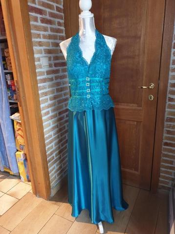 robe de soirée turquoise avec boléro assorti