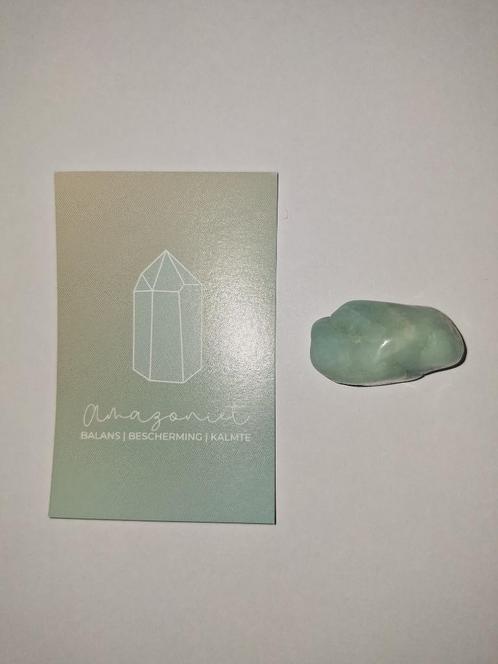 Edelsteen Amazoniet met betekeniskaartje; 15,5 gram, Handtassen en Accessoires, Edelstenen, Nieuw, Ophalen of Verzenden