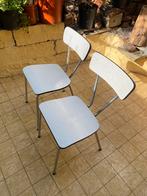 Deux chaises vintage en Formica 1960, Wit, Ophalen of Verzenden, Zo goed als nieuw, Metaal