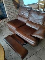 bruine zetel met relax in leder, Ophalen, Gebruikt, Leer