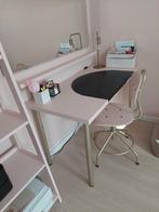 Bureau + bureaustoel in roze en goud, Ophalen, Zo goed als nieuw, Bureau