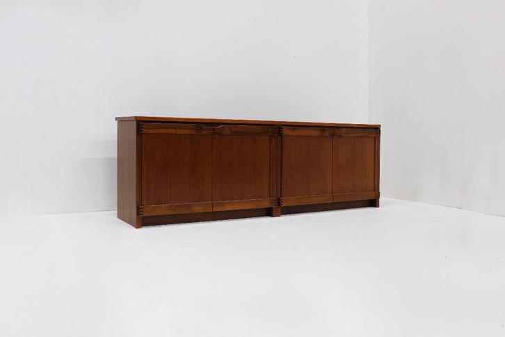 Vintage notenhouten dressoir Franz Xaver Sproll, Zwitserland, Huis en Inrichting, Kasten | Dressoirs, Zo goed als nieuw, 200 cm of meer