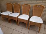 4 Rotan stoelen met kussens, Comme neuf, Enlèvement