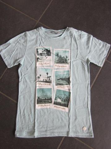 turquoise T-shirt met vakantiesfeerfoto's