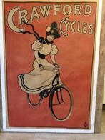 Affiche originale 140x97 cm crawford cycles de 1895, Publicité, Utilisé, Affiche ou Poster pour porte ou plus grand, Enlèvement ou Envoi
