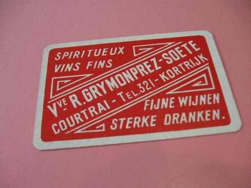 1 oude losse speelkaart Wijnen Grymonprez , Kortrijk (76), Collections, Cartes à jouer, Jokers & Jeux des sept familles, Comme neuf