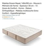 Matelas 140x200 + surmatelas, Maison & Meubles, Matelas, Enlèvement, 200 cm, Deux personnes