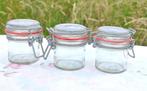 3 petits bocaux en verre avec joint et fermeture metal clip, Enlèvement ou Envoi, Neuf, Verre, Récipient(s)