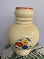 Vintage Belgische vaas – handbeschilderd – jaren '30/'40 – 2, Gebruikt, Overige kleuren, Aardewerk of Porselein, Ophalen of Verzenden