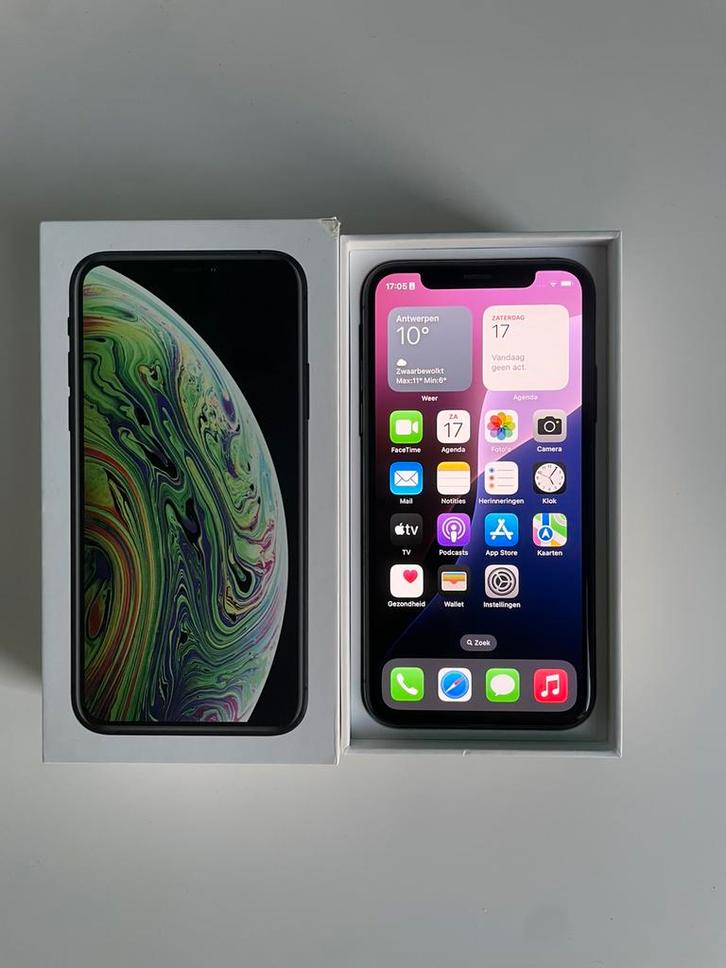 iPhone Xs 64GB | Space Grijs | Batterij 80% | Doos, Telecommunicatie, Mobiele telefoons | Apple iPhone, Zo goed als nieuw, 64 GB