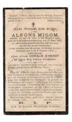 Doodsprentje soldaat 12e linie Wachtebeke + Herstal 1914, Ophalen of Verzenden, Rouwkaart